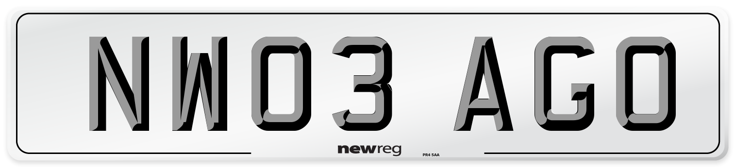 NW03 AGO Number Plate from New Reg